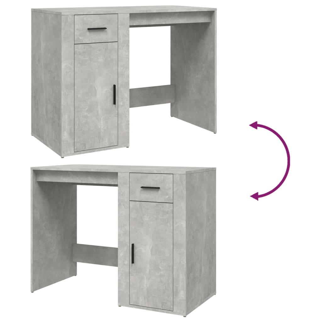 Skrivebordskap betonggrå 100x49x75 cm konstruert tre