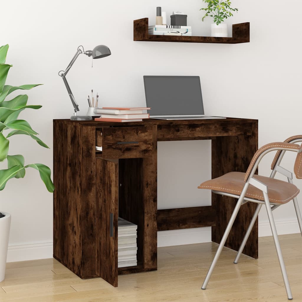 Skrivebord røkt eik 100x49x75 cm konstruert tre