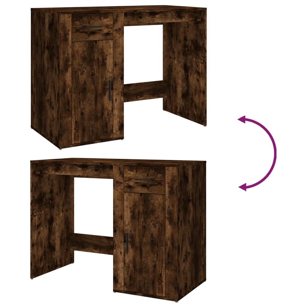 Skrivebord røkt eik 100x49x75 cm konstruert tre