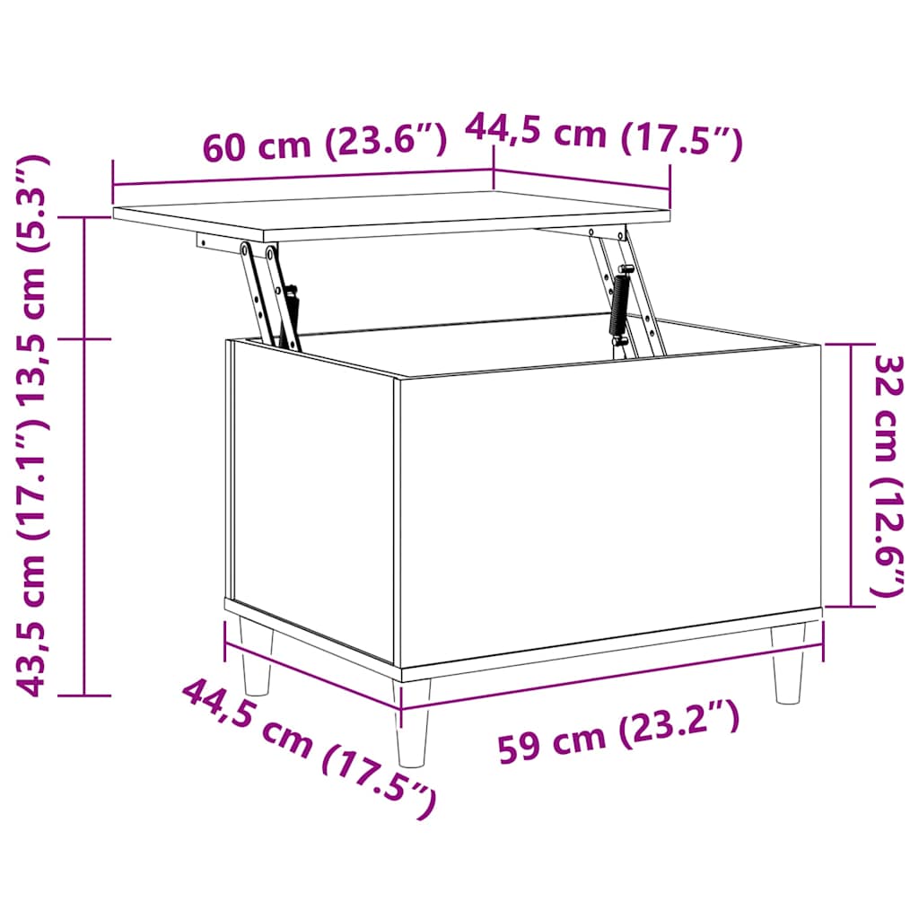 Salongbord røkt eik 60x44,5x45 cm konstruert tre