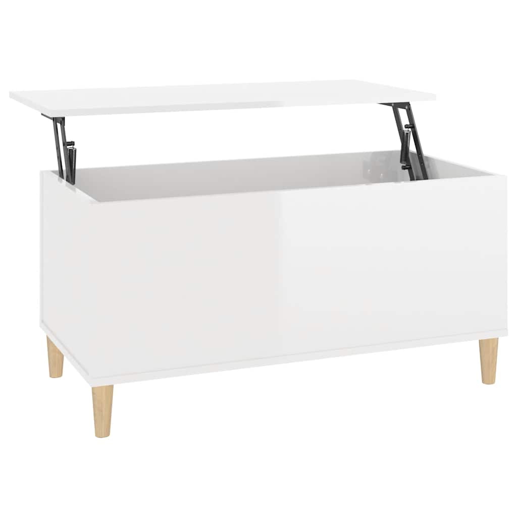 Salongbord høyglans hvit 90x44,5x45 cm konstruert tre