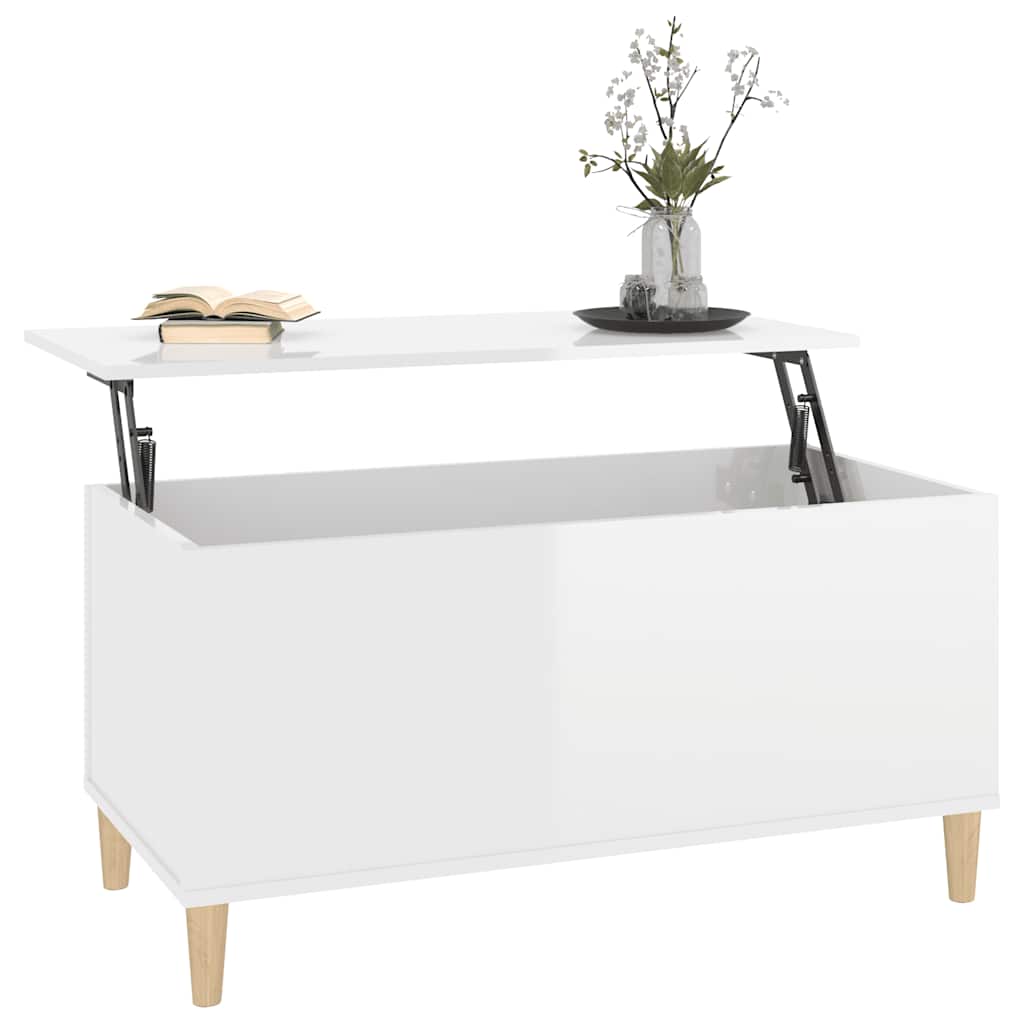 Salongbord høyglans hvit 90x44,5x45 cm konstruert tre