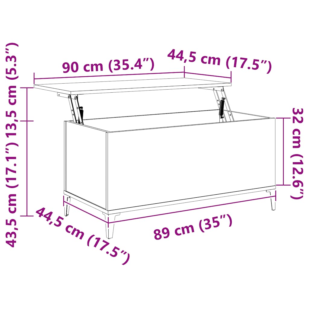 Salongbord brun eik 90x44,5x45 cm konstruert tre
