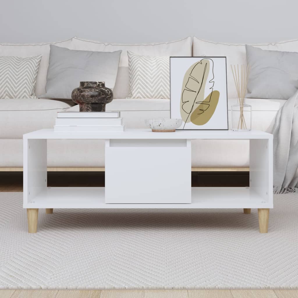 Salongbord hvit 90x50x36,5 cm konstruert tre
