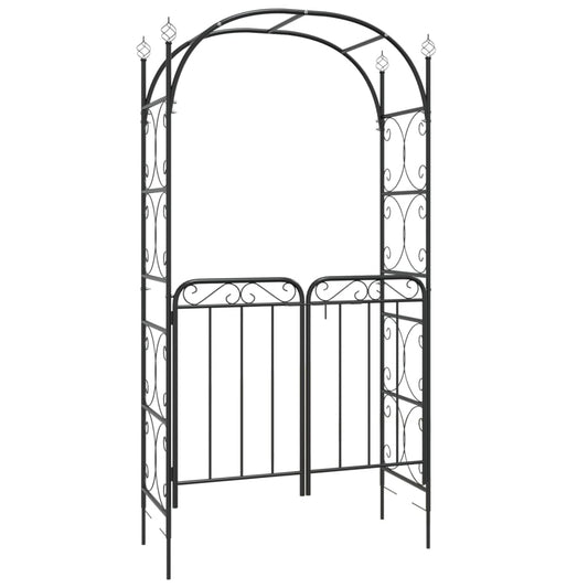 Hagebue med port svart 108x45x235 cm stål