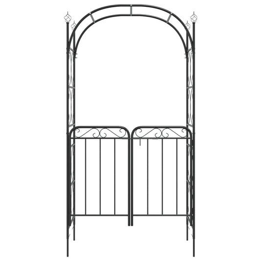 Hagebue med port svart 108x45x235 cm stål