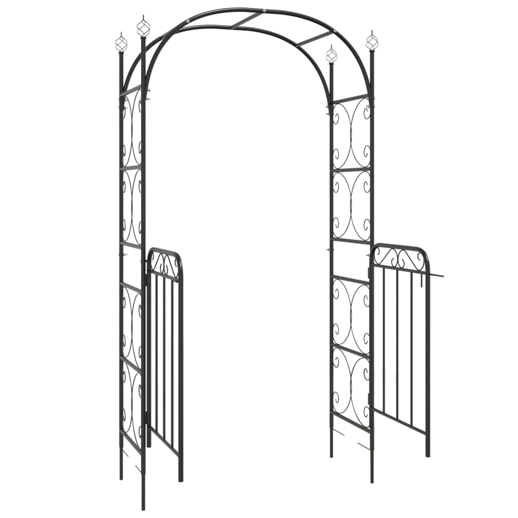 Hagebue med port svart 108x45x235 cm stål