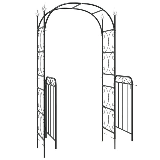 Hagebue med port svart 108x45x235 cm stål