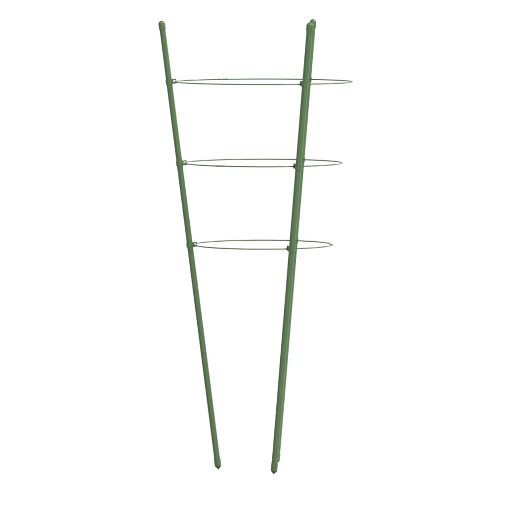 Plantestøtter med 3 ringer 5 stk grønn 75 cm stål