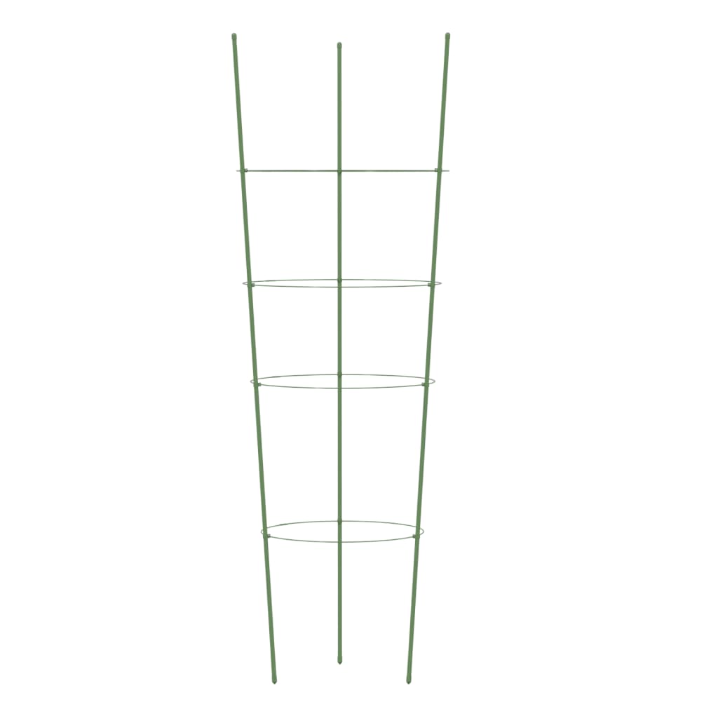 Plantestøtter med 4 ringer 5 stk grønn 90 cm stål