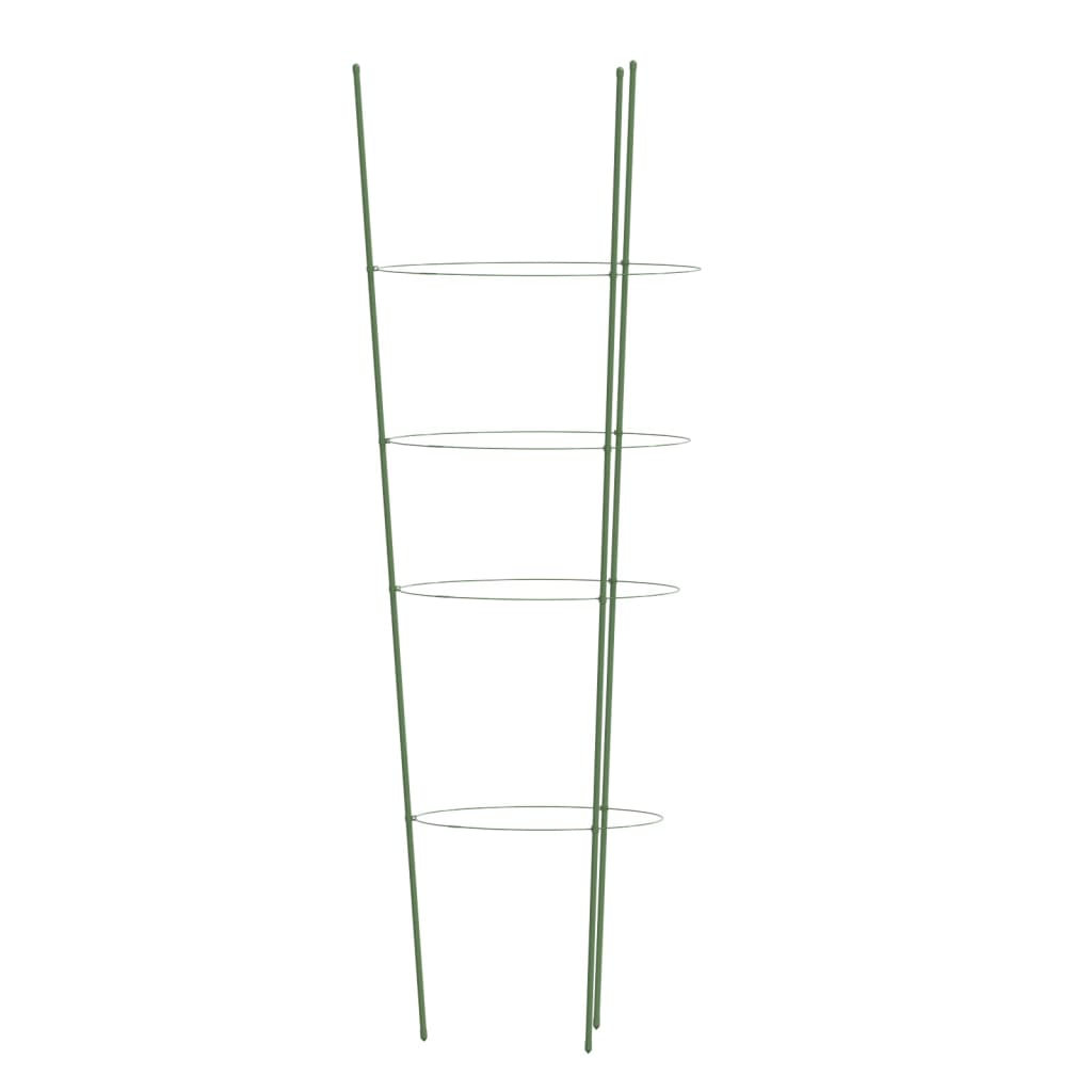 Plantestøtter med 4 ringer 5 stk grønn 90 cm stål