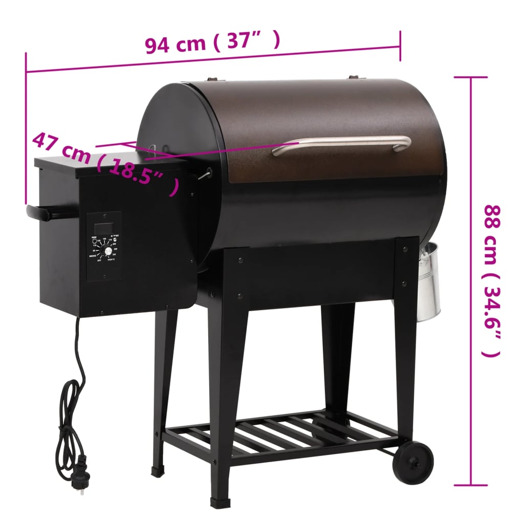 Pelletsgrill med bunnhylle svart 94 cm jern