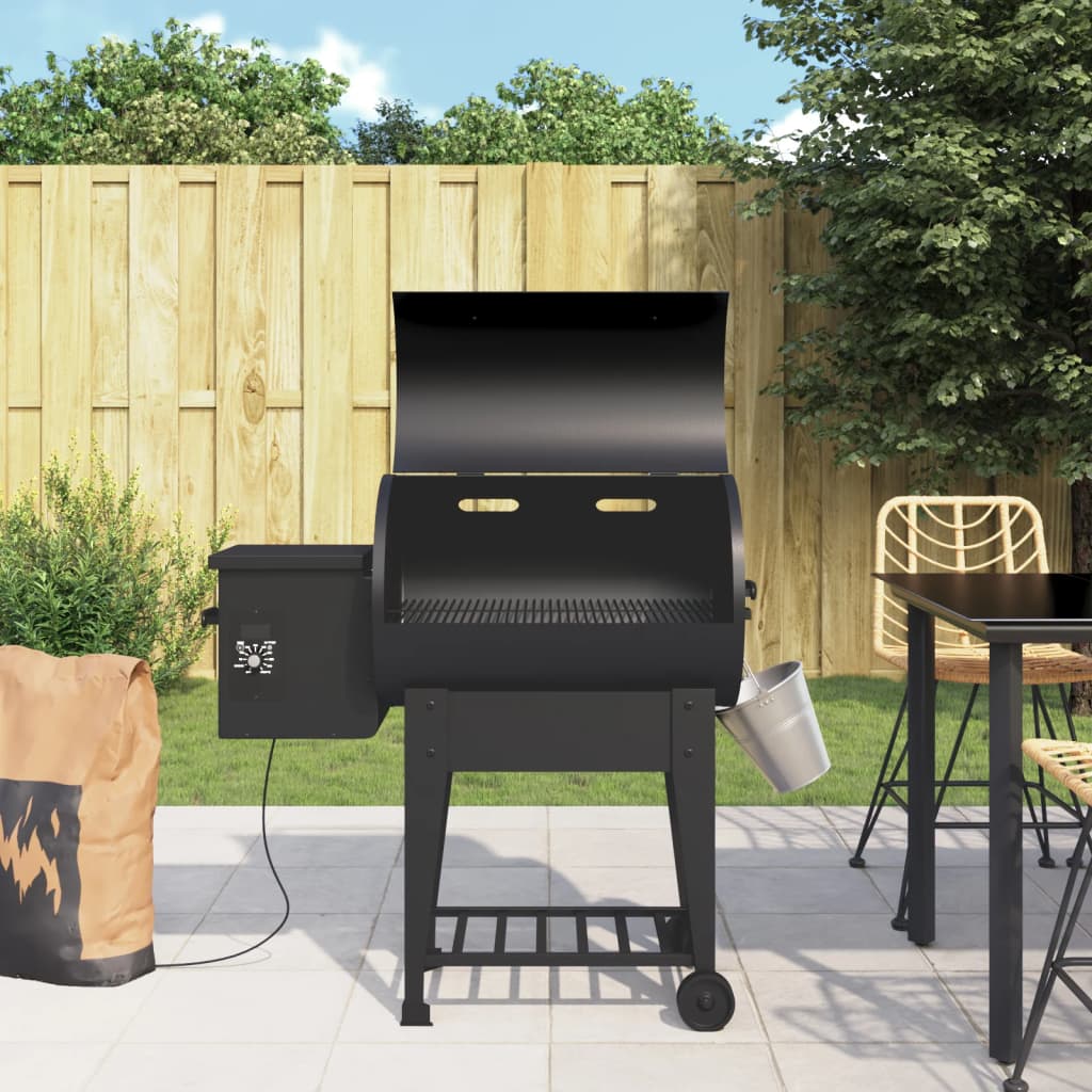 Pelletsgrill med bunnhylle svart 94 cm jern
