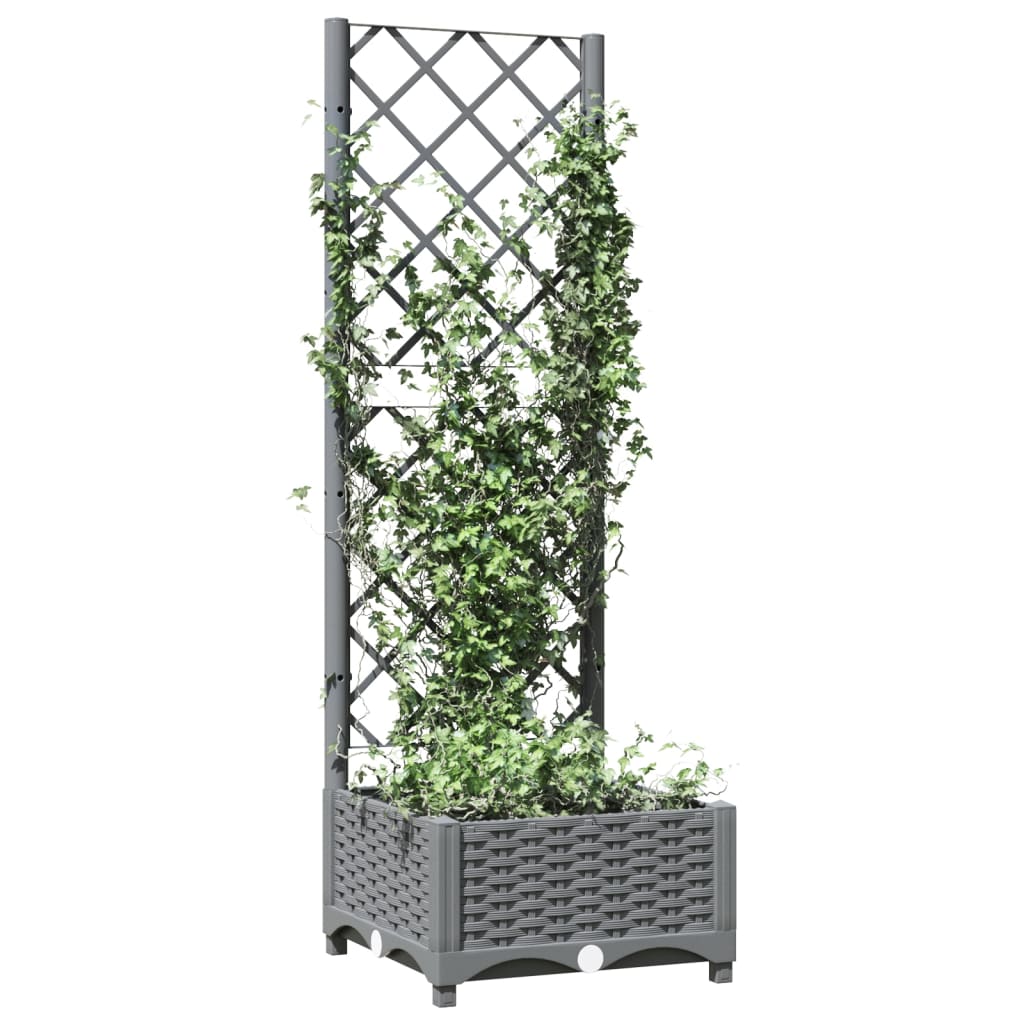 Plantekasse med espalier lysegrå 40x40x121,5 cm PP