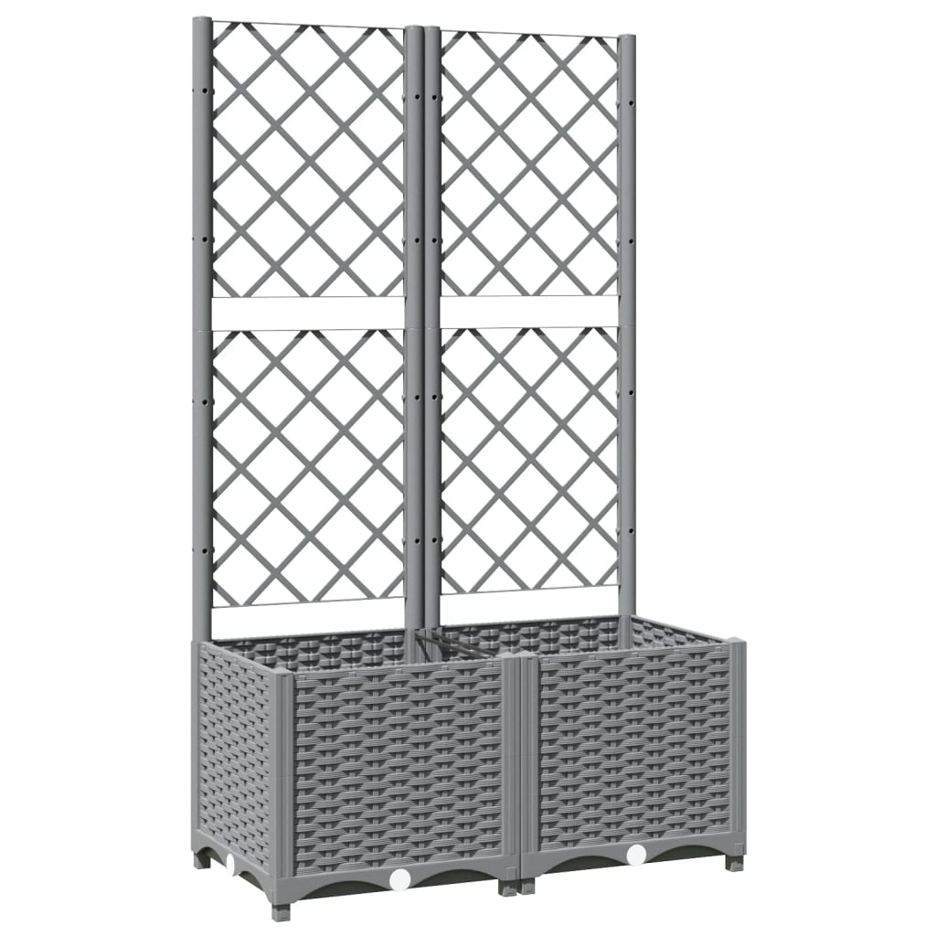Plantekasse med espalier lysegrå 80x40x136 cm PP
