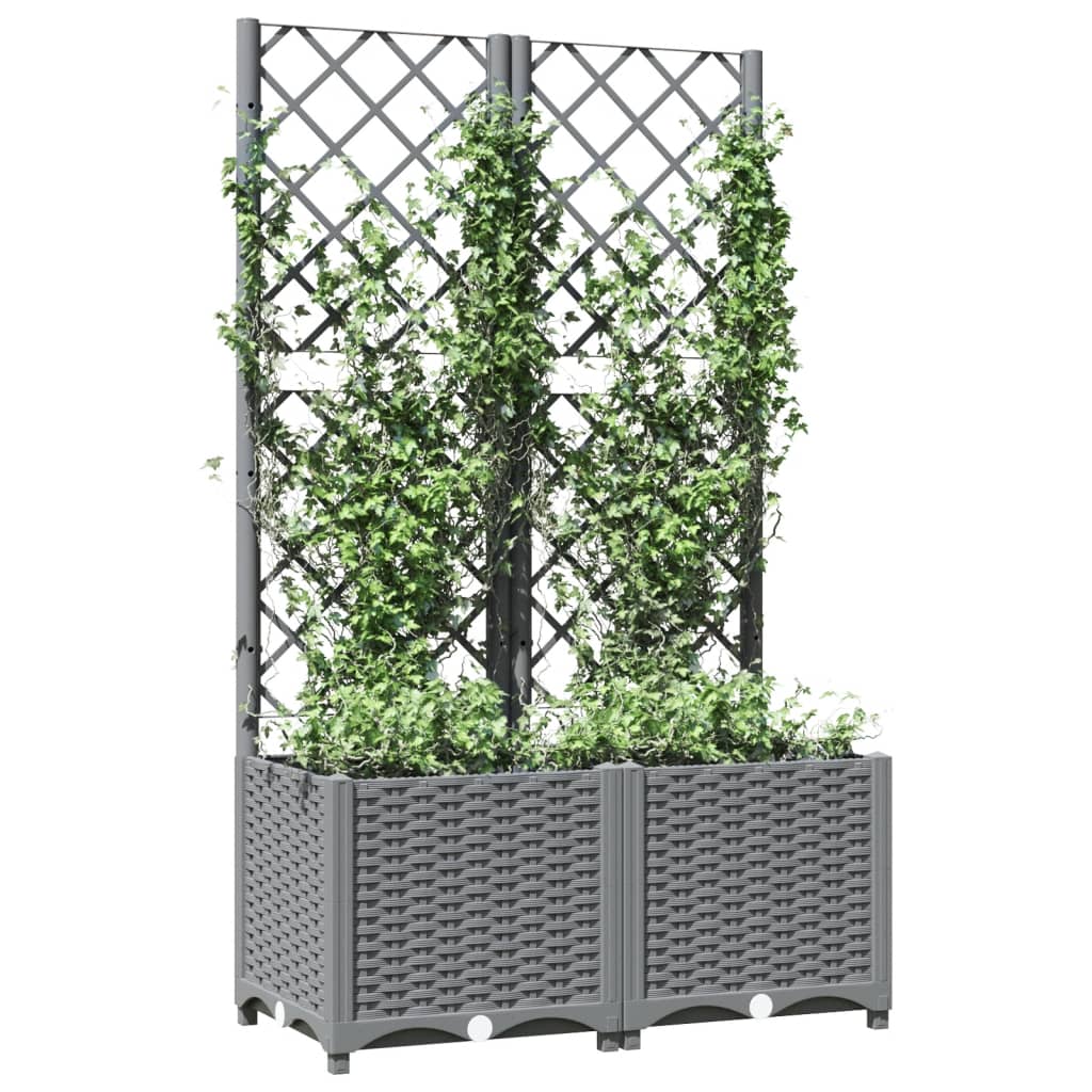 Plantekasse med espalier lysegrå 80x40x136 cm PP