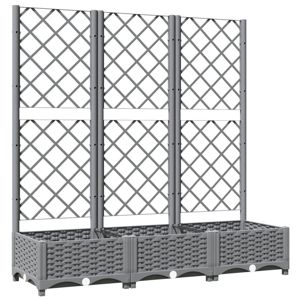 Plantekasse med espalier lysegrå 120x40x121,5 cm PP