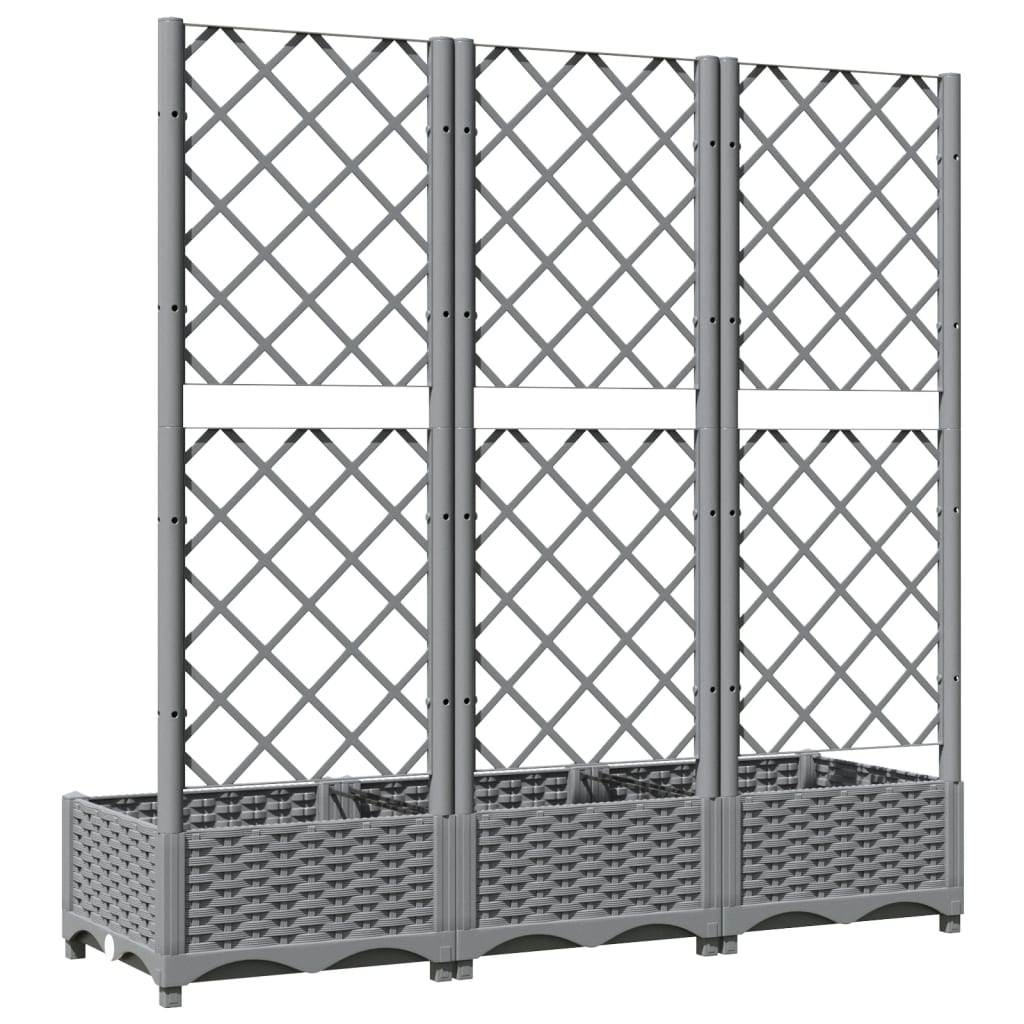 Plantekasse med espalier lysegrå 120x40x121,5 cm PP