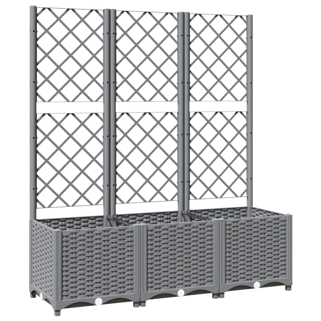 Plantekasse med espalier lysegrå 120x40x136 cm PP
