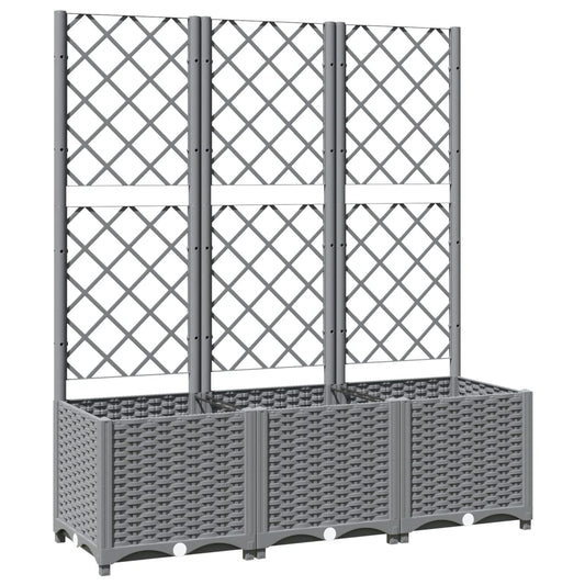 Plantekasse med espalier lysegrå 120x40x136 cm PP