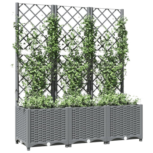 Plantekasse med espalier lysegrå 120x40x136 cm PP