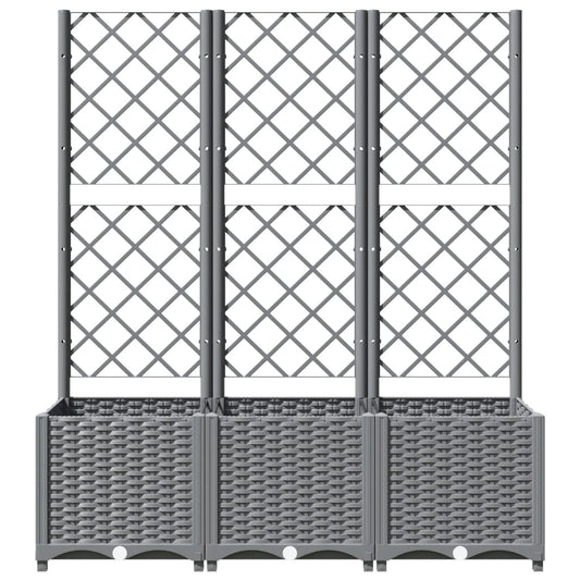Plantekasse med espalier lysegrå 120x40x136 cm PP