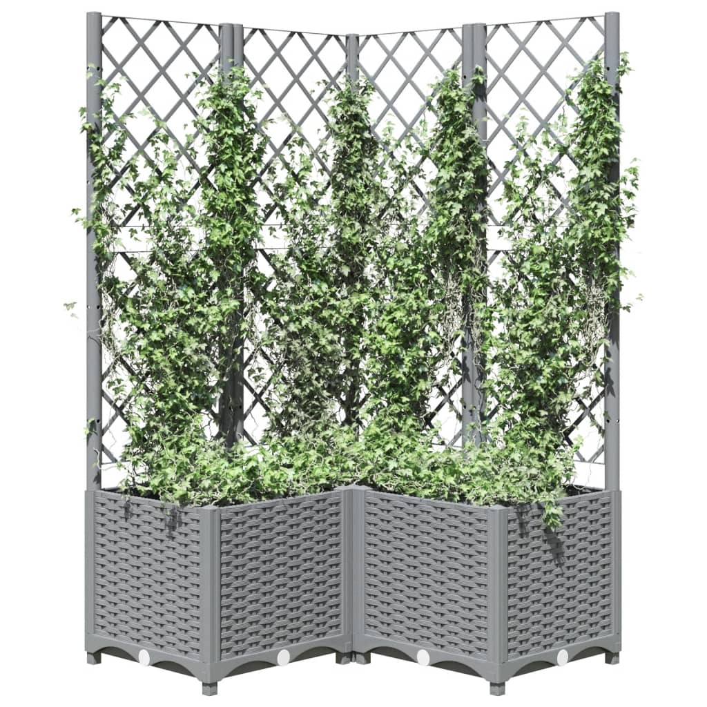 Plantekasse med espalier lysegrå 80x80x136 cm PP