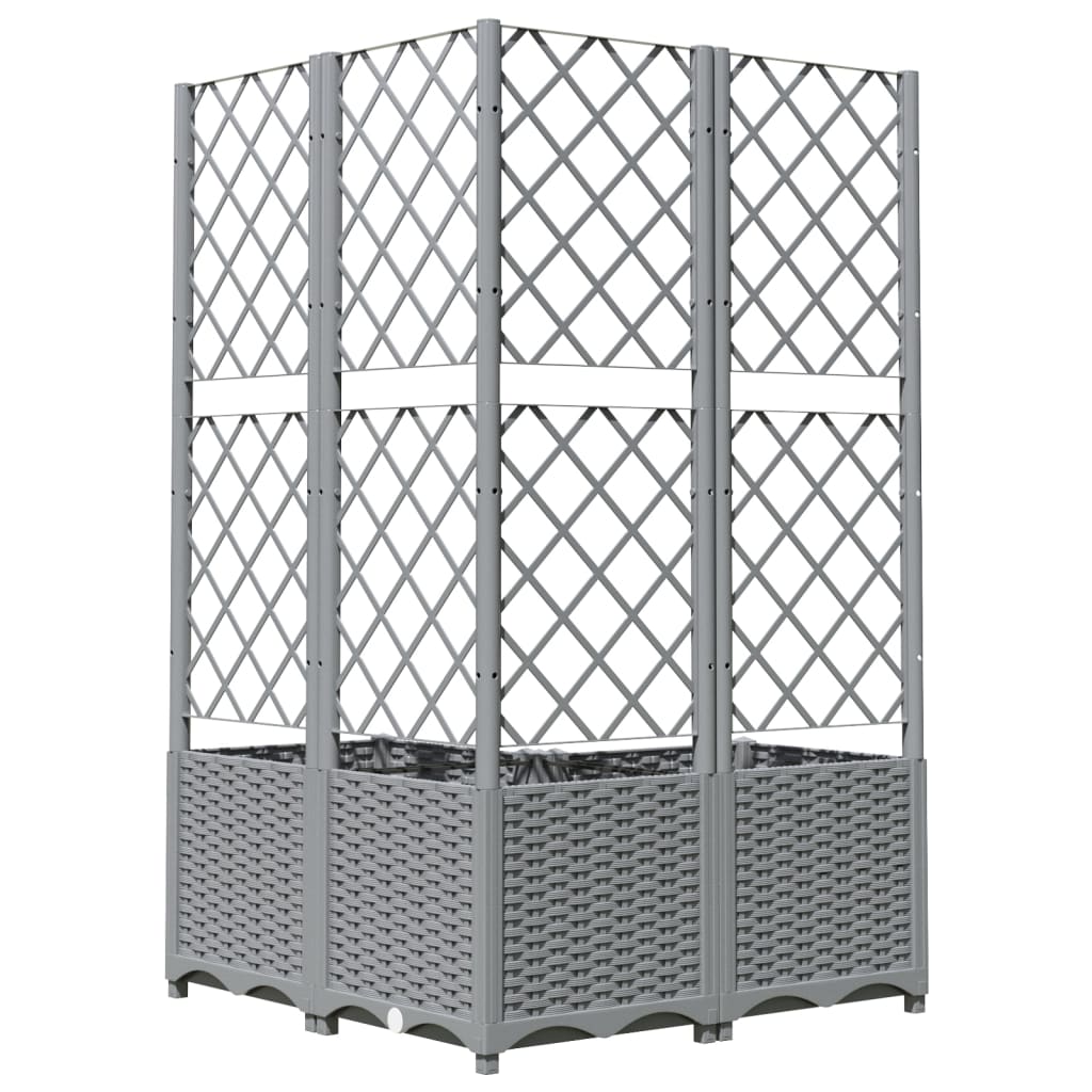 Plantekasse med espalier lysegrå 80x80x136 cm PP