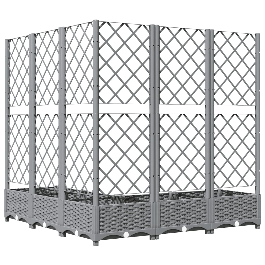 Plantekasse med espalier lysegrå 120x120x121,5 cm PP