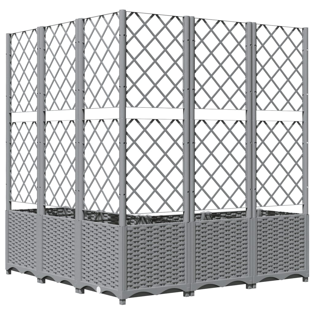 Plantekasse med espalier lysegrå 120x120x136 cm PP