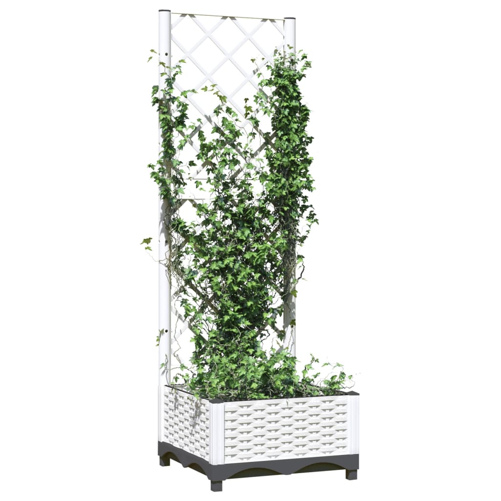 Plantekasse med espalier hvit 40x40x121,5 cm PP