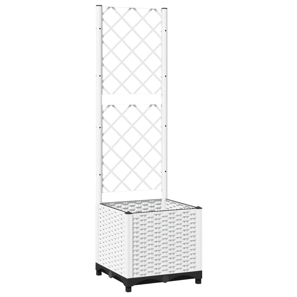 Plantekasse med espalier hvit 40x40x136 cm PP