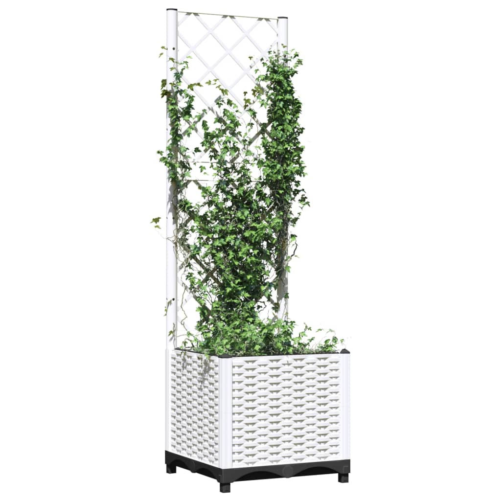 Plantekasse med espalier hvit 40x40x136 cm PP