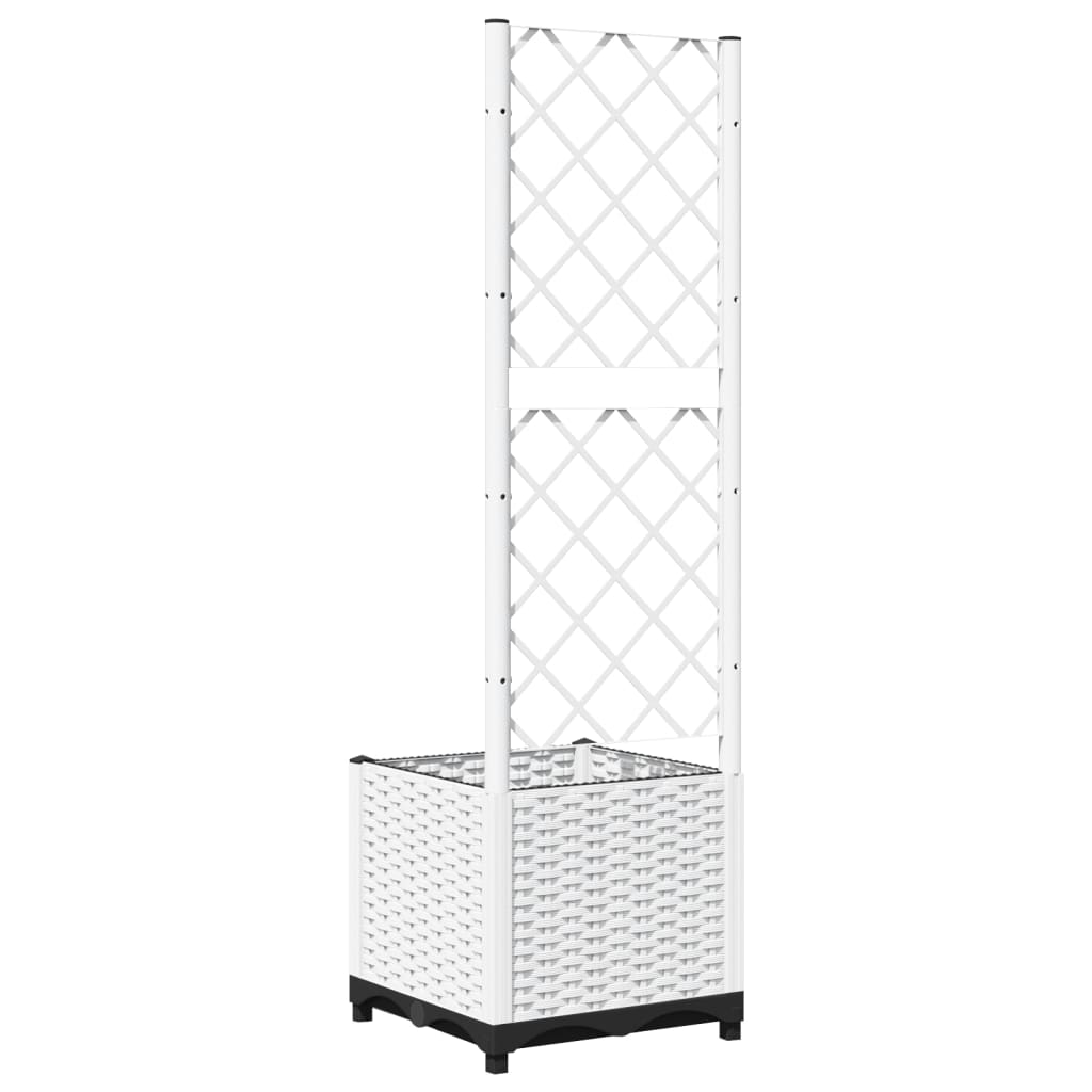 Plantekasse med espalier hvit 40x40x136 cm PP