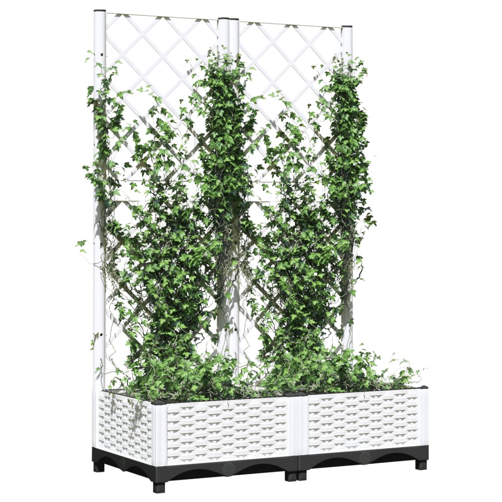 Plantekasse med espalier hvit 80x40x121,5 cm PP