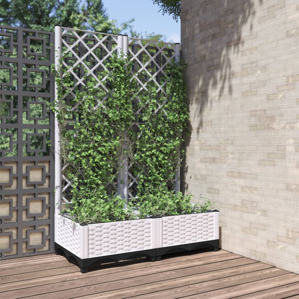 Plantekasse med espalier hvit 80x40x121,5 cm PP