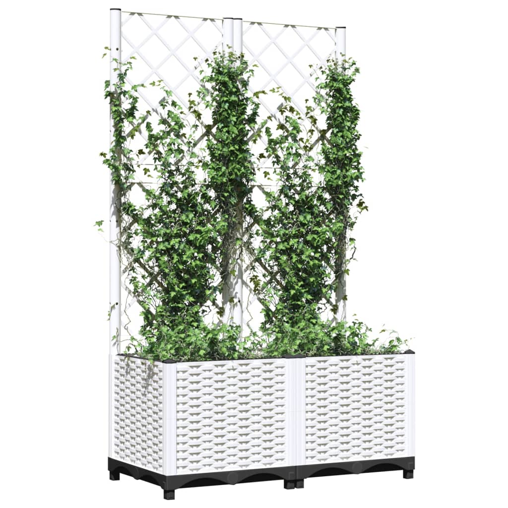 Plantekasse med espalier hvit 80x40x136 cm PP