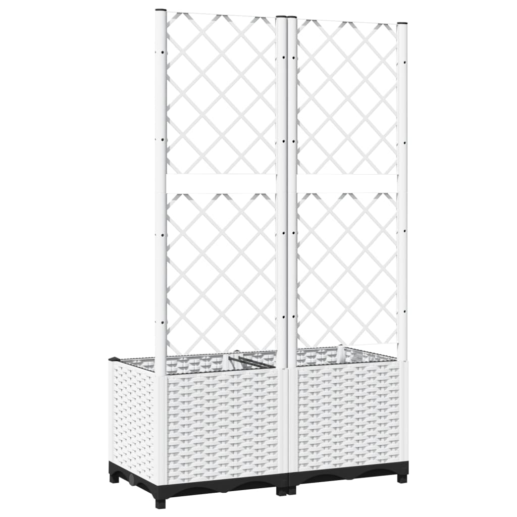 Plantekasse med espalier hvit 80x40x136 cm PP