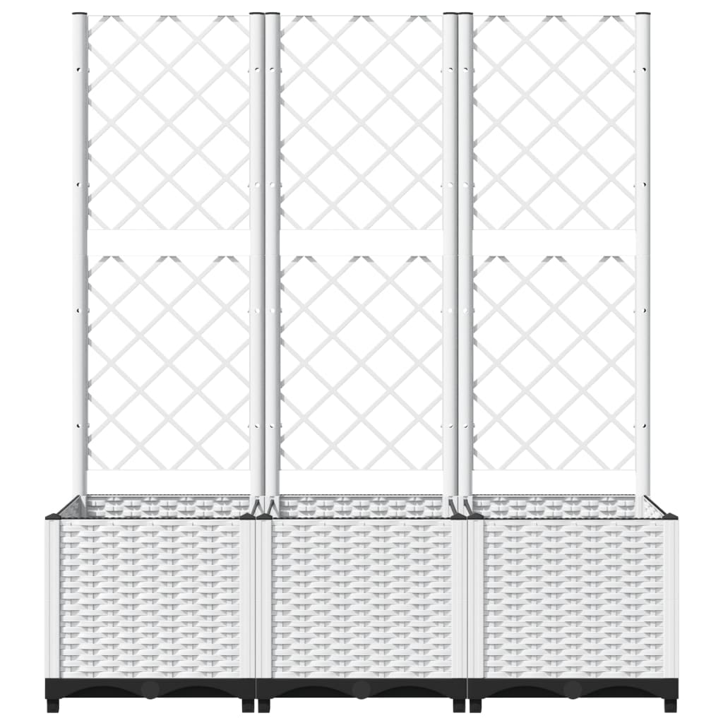 Plantekasse med espalier hvit 120x40x136 cm PP