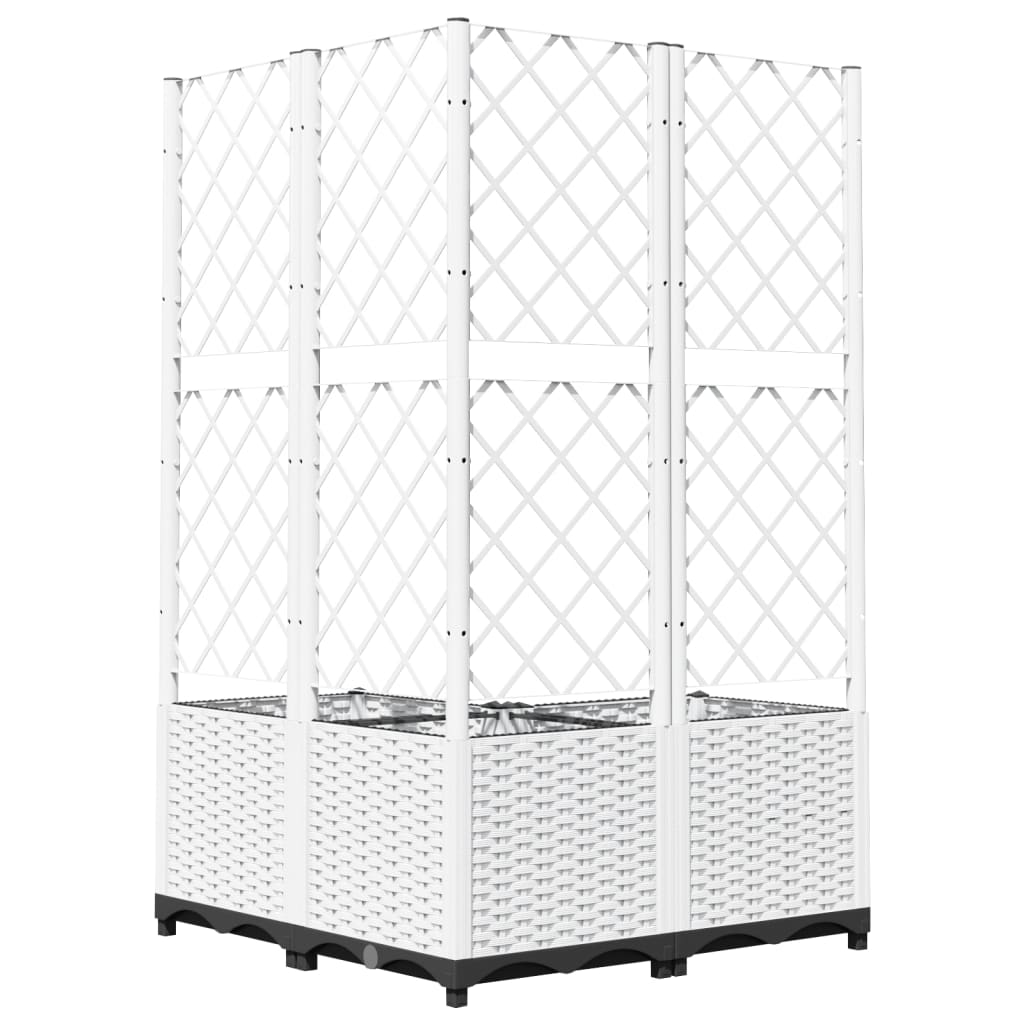 Plantekasse med espalier hvit 80x80x136 cm PP