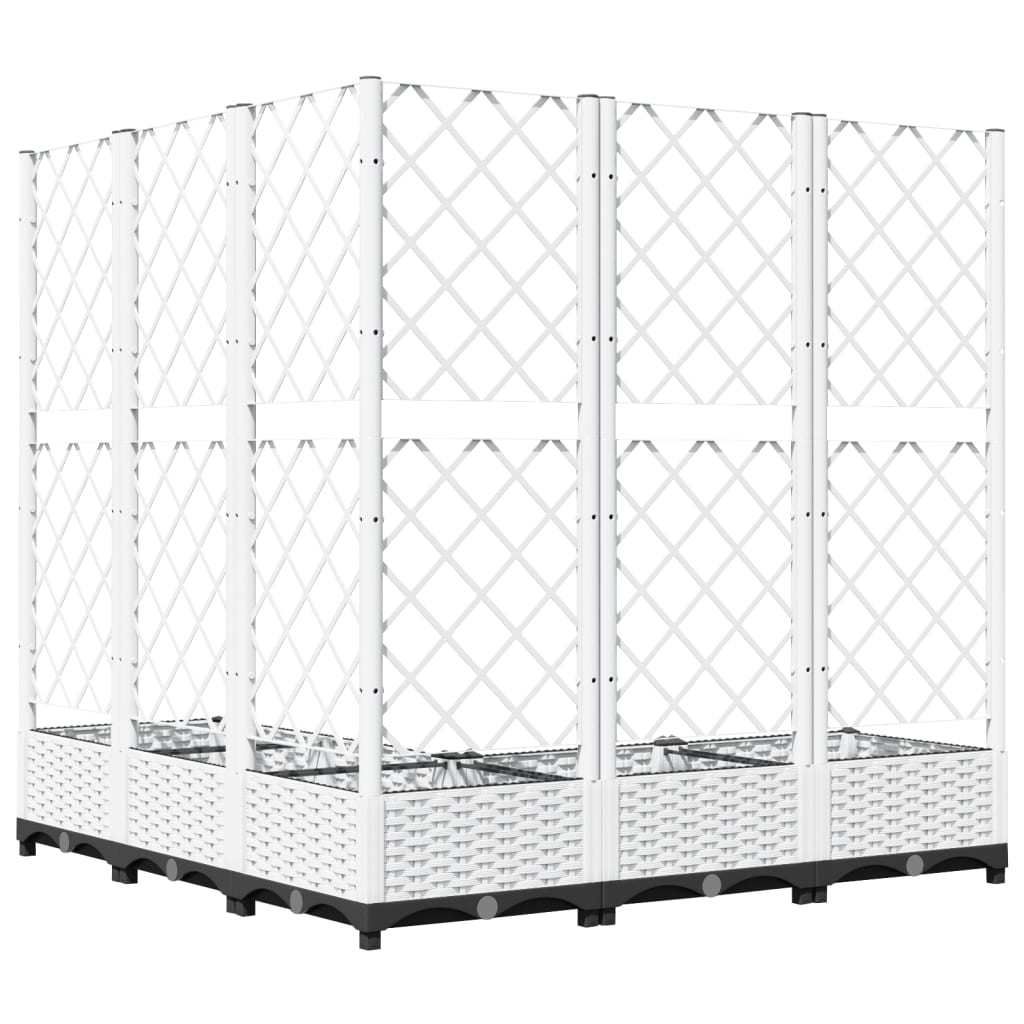 Plantekasse med espalier hvit 120x120x121,5 cm PP