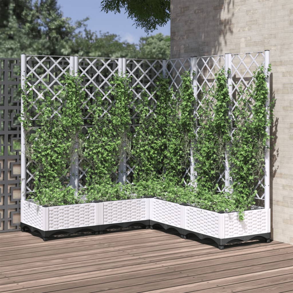 Plantekasse med espalier hvit 120x120x121,5 cm PP