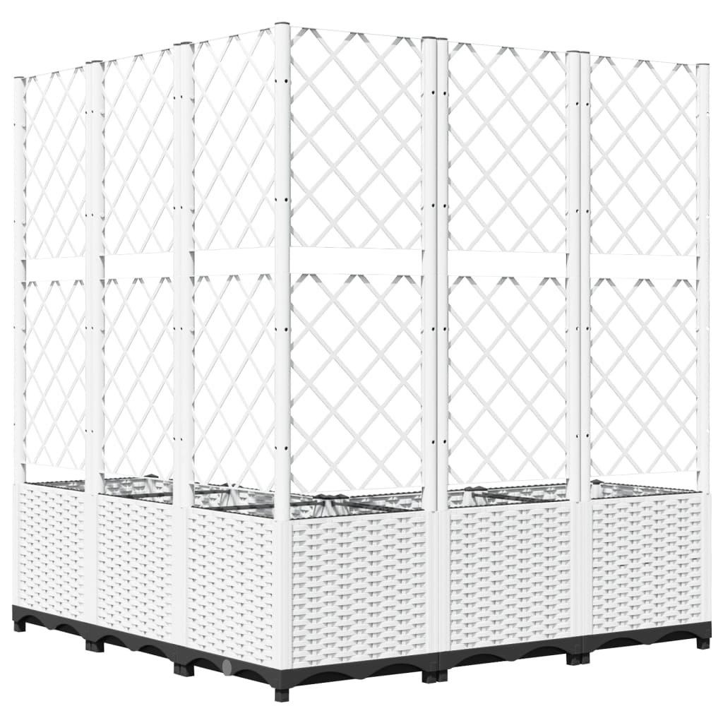 Plantekasse med espalier hvit 120x120x136 cm PP