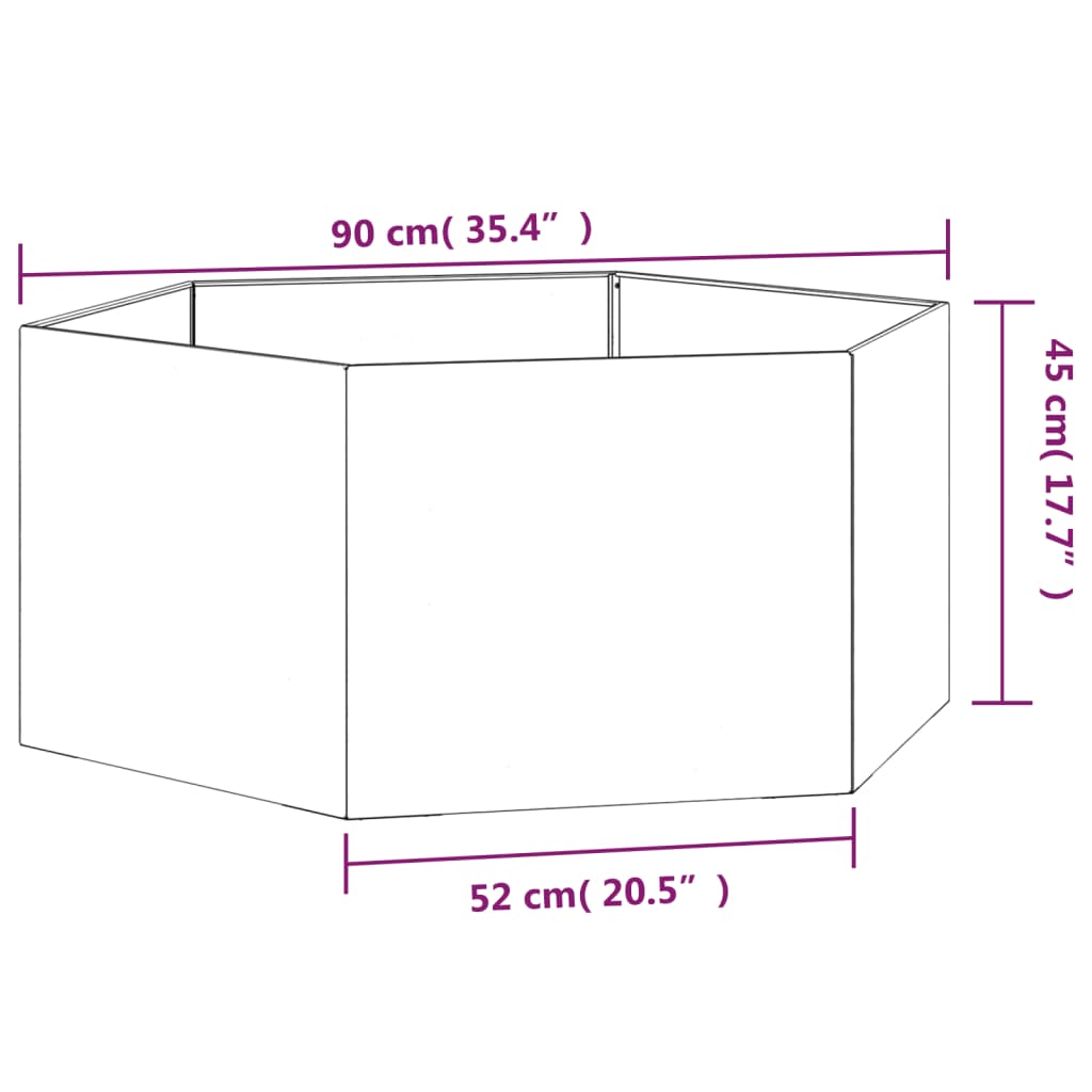 Plantekasse rust 90x90x45 cm cortenstål