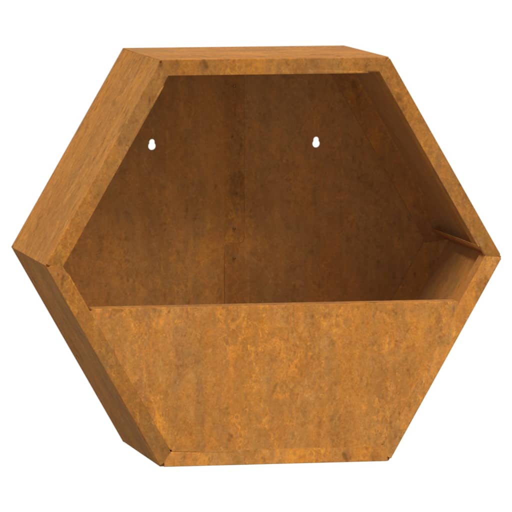 Vegghengte plantekasser 2 stk rust 30x10x25 cm cortenstål