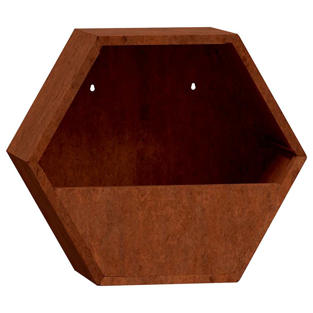 Vegghengte plantekasser 2 stk rust 46x10x40 cm cortenstål