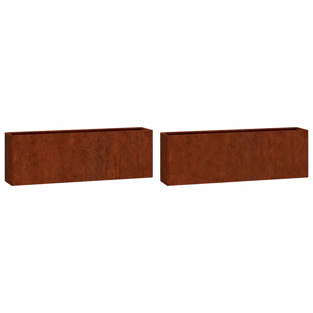 Vegghengte plantekasser 2 stk rust 53x10x17 cm cortenstål
