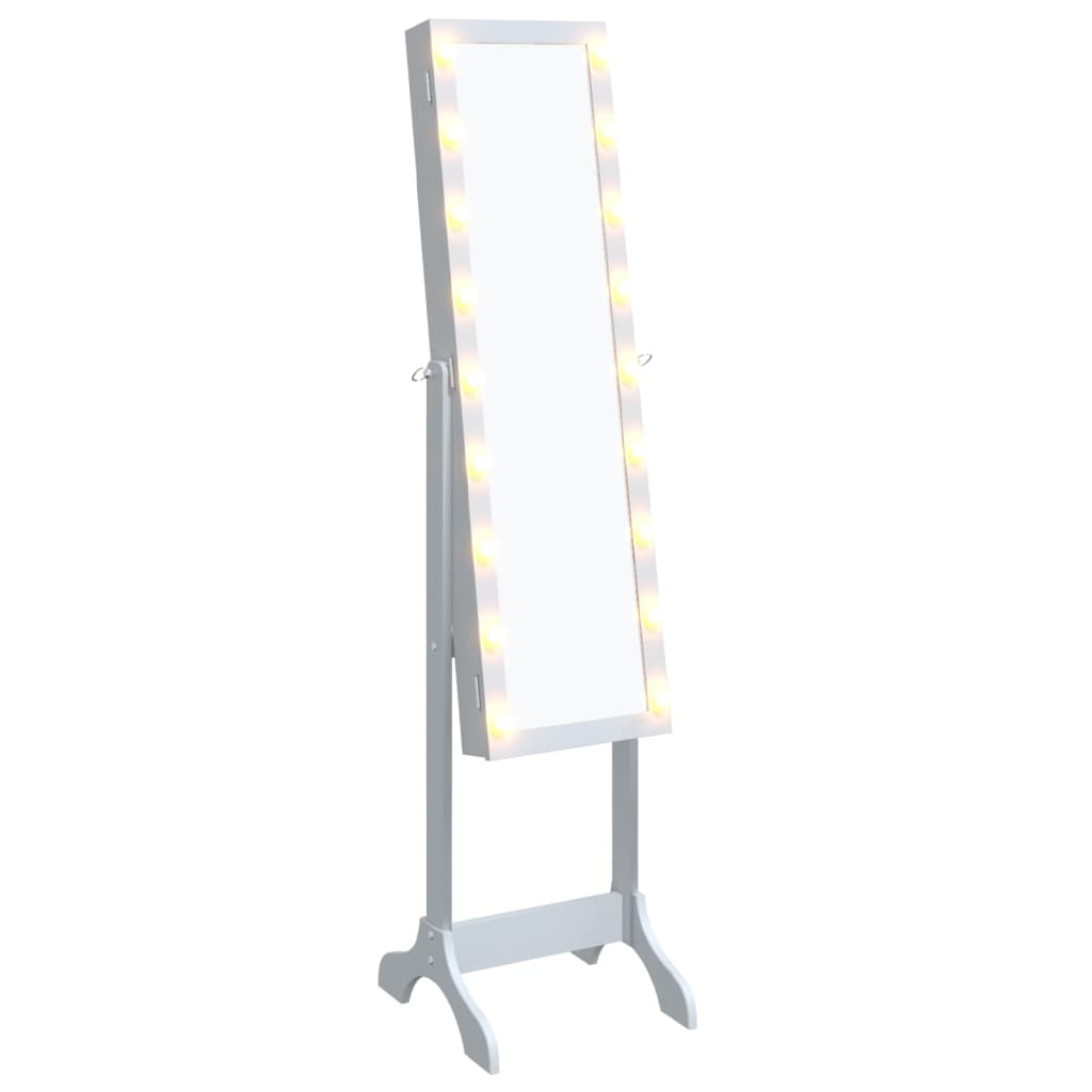 Frittstående speil med LED hvit 34x37x146 cm