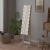 Frittstående speil med LED hvit 34x37x146 cm