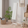 Frittstående speil med LED hvit 34x37x146 cm